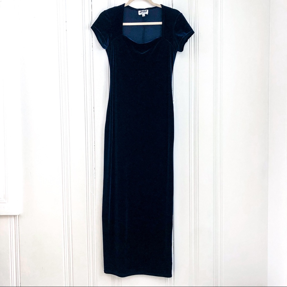 Vintage 1990’s Navy Velvet Maxi Dress